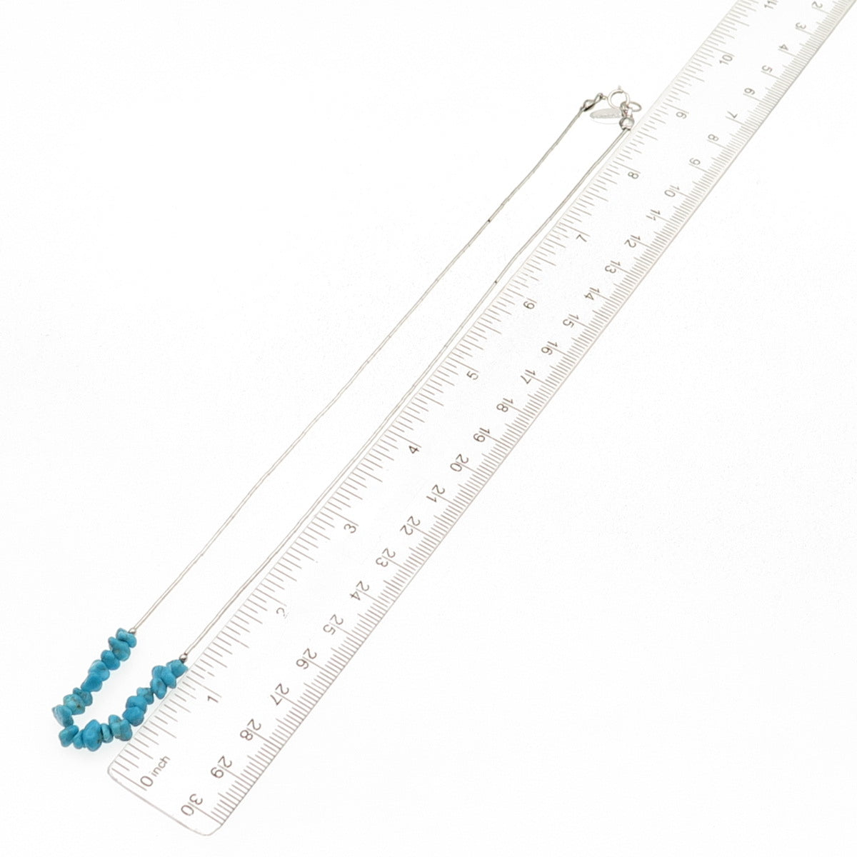 925 Sterling Silver Real Turquoise Beads Liquid Chain Necklace 18"