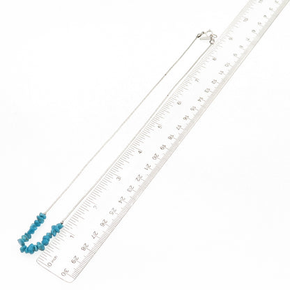 925 Sterling Silver Real Turquoise Beads Liquid Chain Necklace 18"