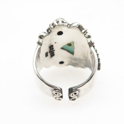 Sajen Sterling Silver Vintage Real Chalcedony Tourmaline Adjustable Ring Size 9