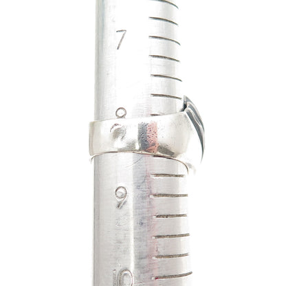 925 Sterling Silver Vintage Modernist Ribbed Dome Oxidized Ring Size 8.5