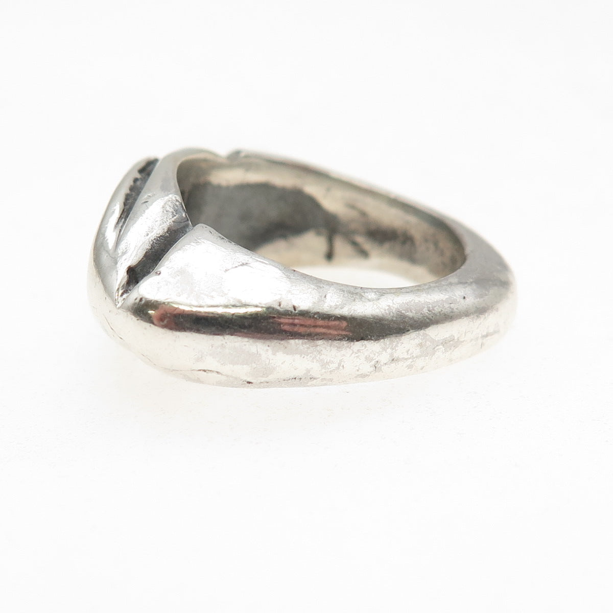 925 Sterling Silver Vintage Modernist Oxidized Ring Size 7