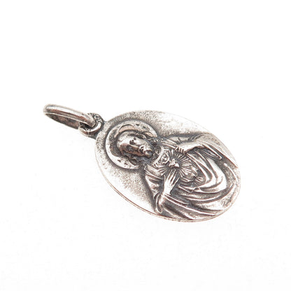 800 Silver Antique France Jesus & Our Lady of Perpetual Help Charm Pendant