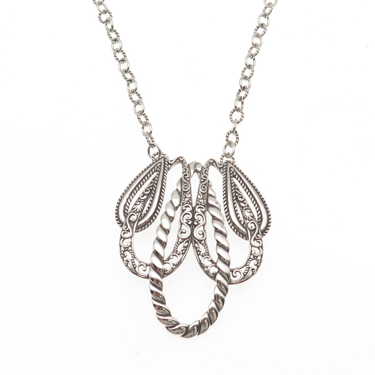 Carolyn Pollack 925 Sterling Silver Vintage Seashell Cable Chain Necklace 16"