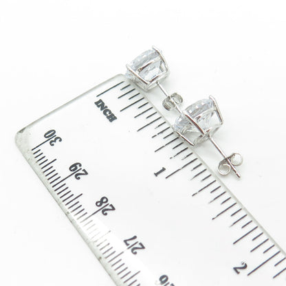 HAN 925 Sterling Silver Round-Cut White C Z Stud Earrings