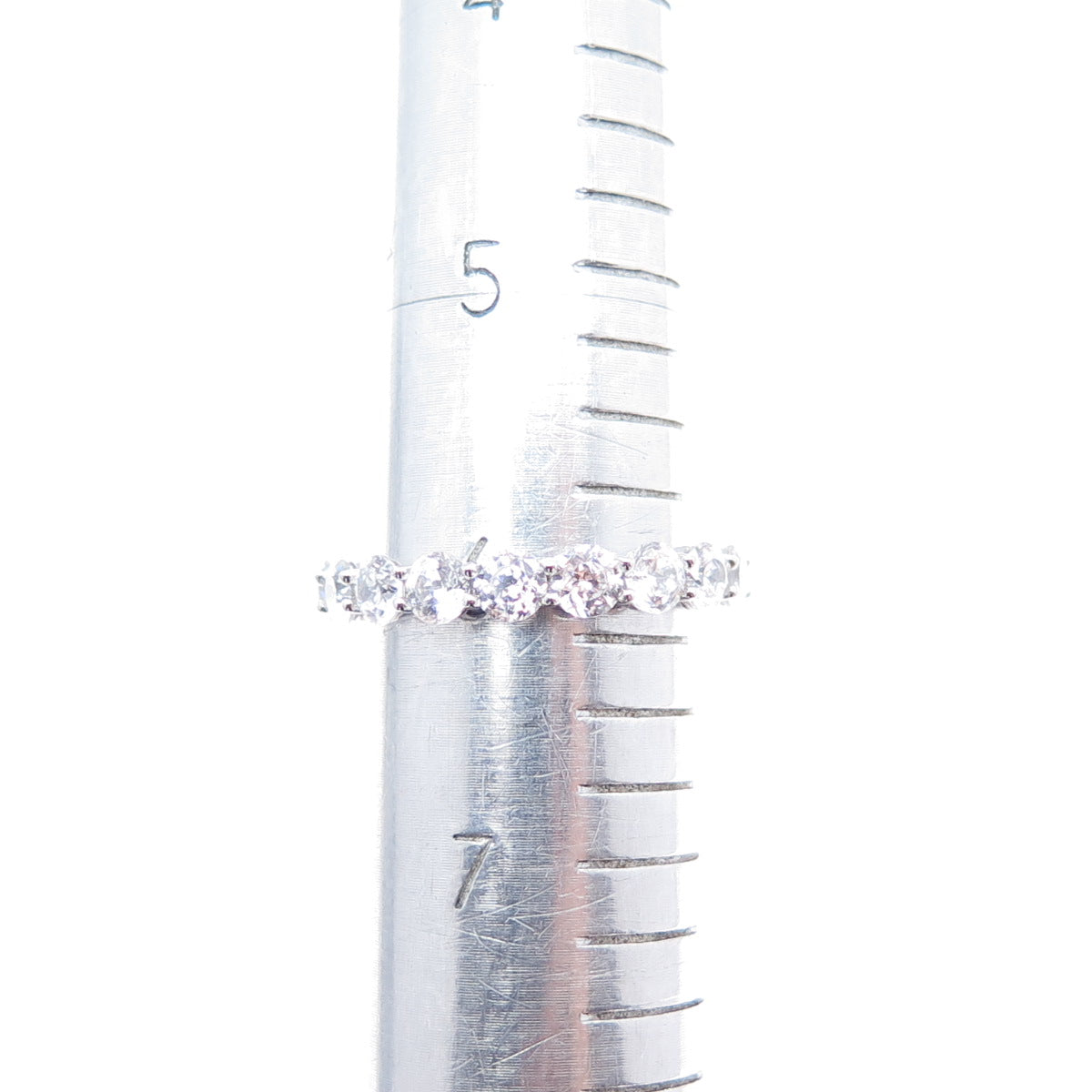 925 Sterling Silver NVDR Round-Cut C Z Eternity Band Ring Size 6