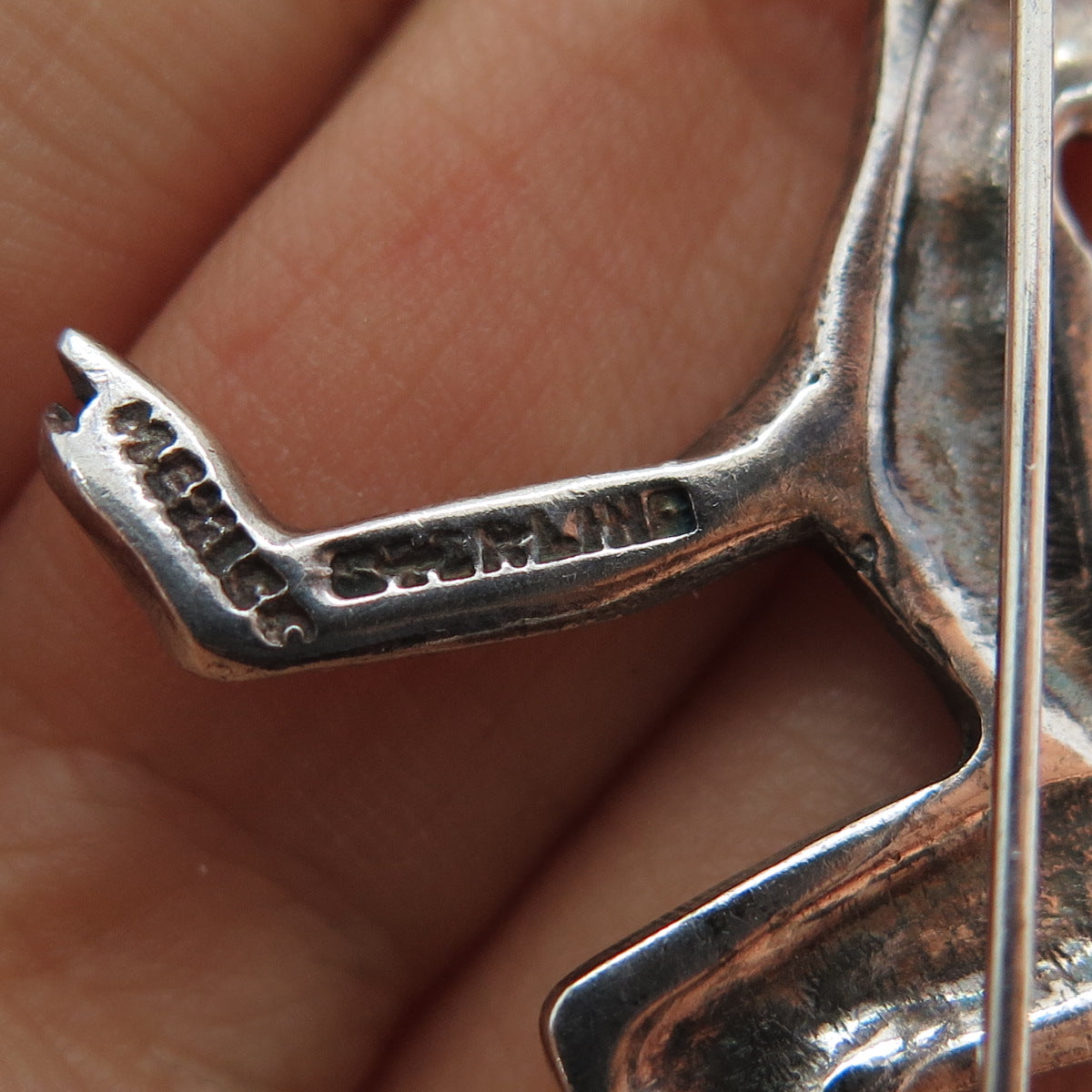 925 Sterling Silver Vintage Mexico Gymnastic Modernist Pin Brooch