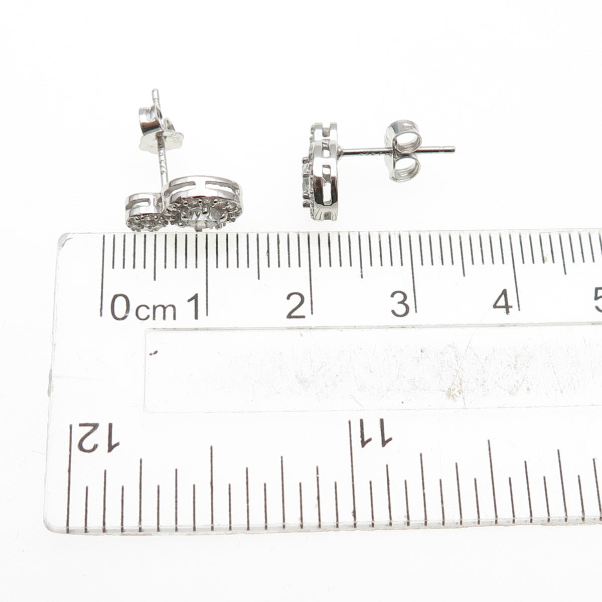 925 Sterling Silver Round-Cut C Z Sparkle Drop Earrings