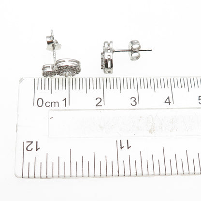 925 Sterling Silver Round-Cut C Z Sparkle Drop Earrings