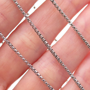 925 Sterling Silver Italy Round Box Chain Necklace 18"