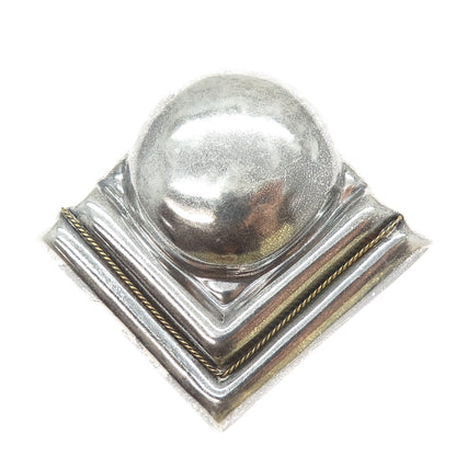 925 Sterling 2-Tone Vintage Mexico Modernist Arrow Oxidized Pin Brooch / Pendant