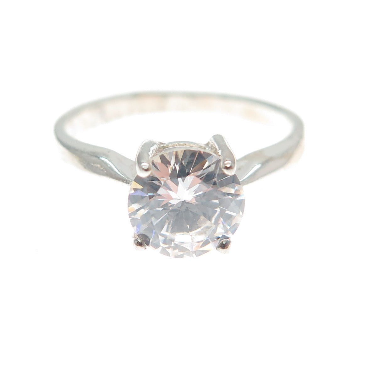 CHAPAL ZENRAY 925 Sterling Silver Round-Cut C Z Engagement Ring Size 6