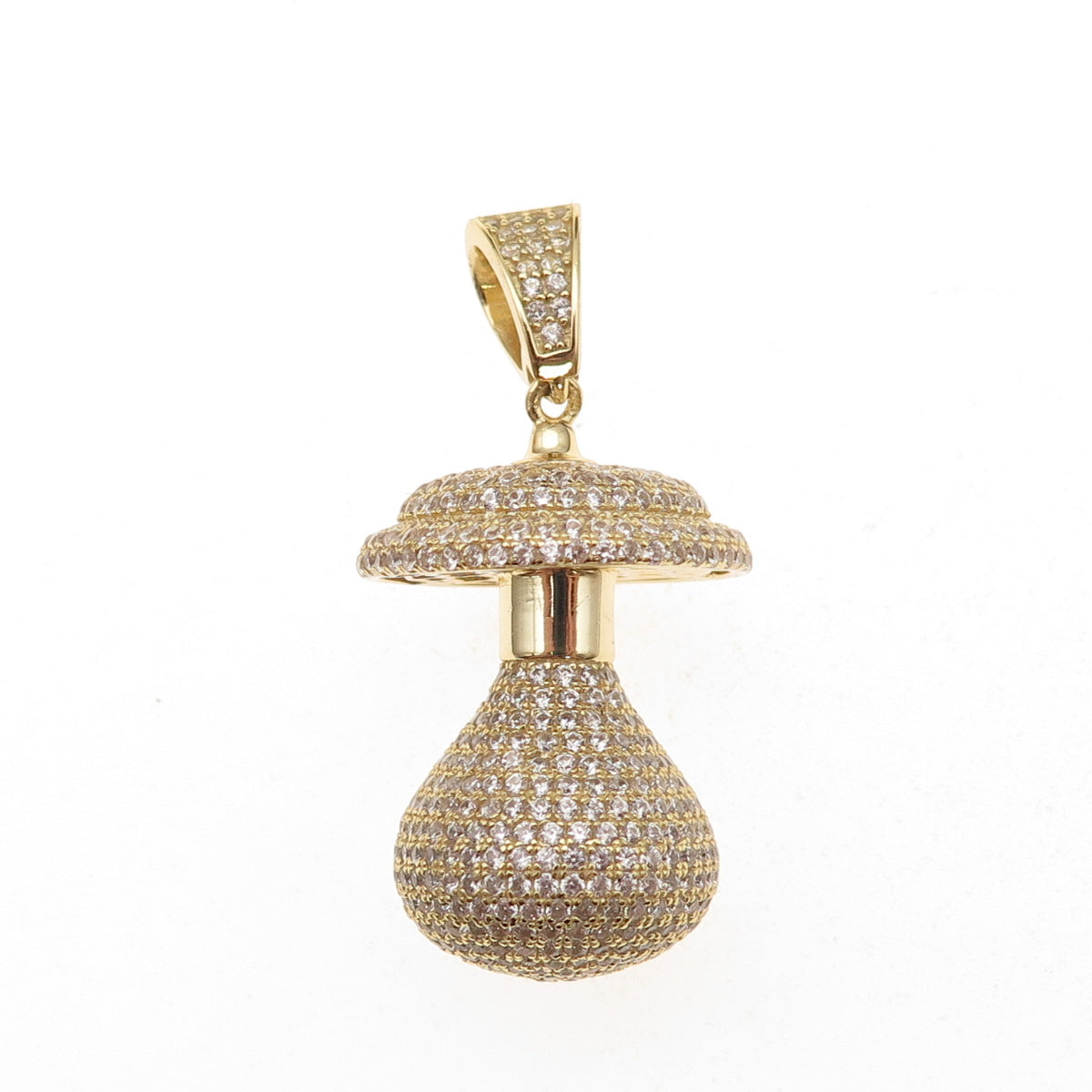 925 Sterling Silver Gold Plated Round-Cut C Z Baby Pacifier 3D Pendant