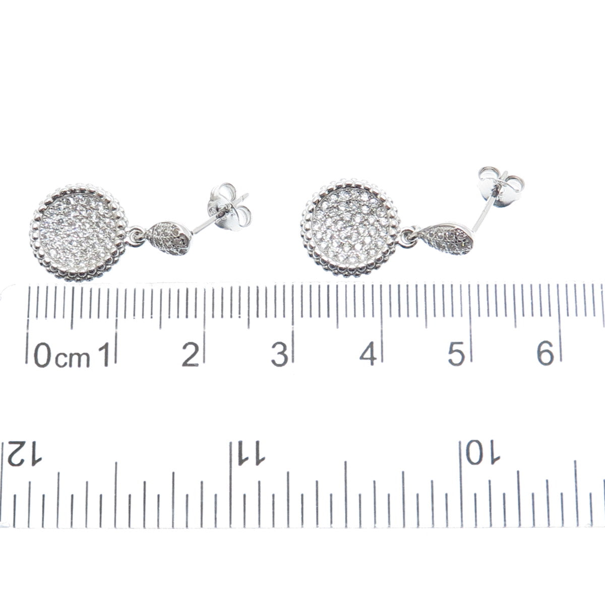 PRIZM 925 Sterling Silver Round-Cut C Z Disc Drop Earrings