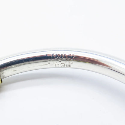 925 Sterling Silver 2-Tone Vintage Black Onyx Gemstone Heart Cuff Bracelet 7.5"