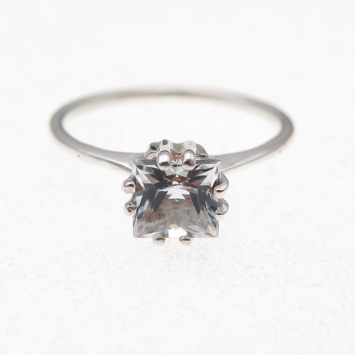 925 Sterling Silver Princess-Cut C Z Engagement Ring Size 8.25
