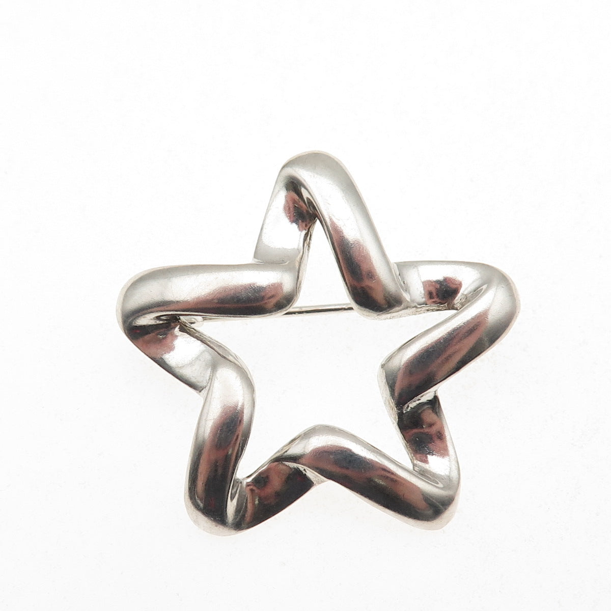 925 Sterling Silver Vintage Modenrist Star Oxidized Pin Brooch