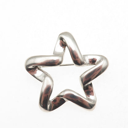 925 Sterling Silver Vintage Modenrist Star Oxidized Pin Brooch