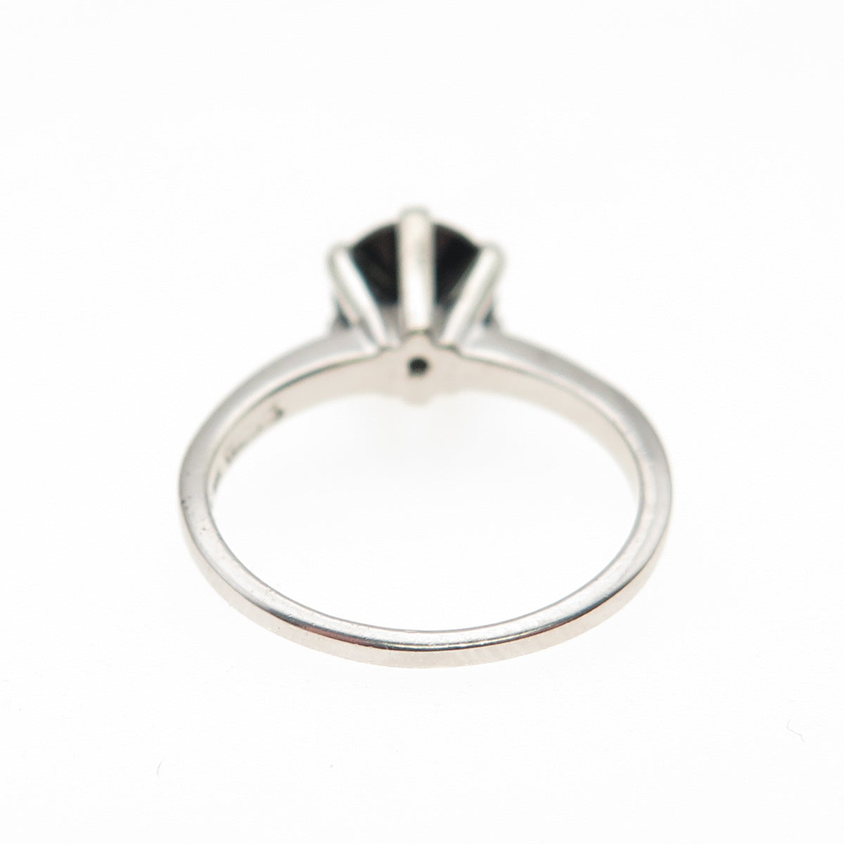 925 Sterling Silver Real Round-Cut Black Spinel Ring Size 5