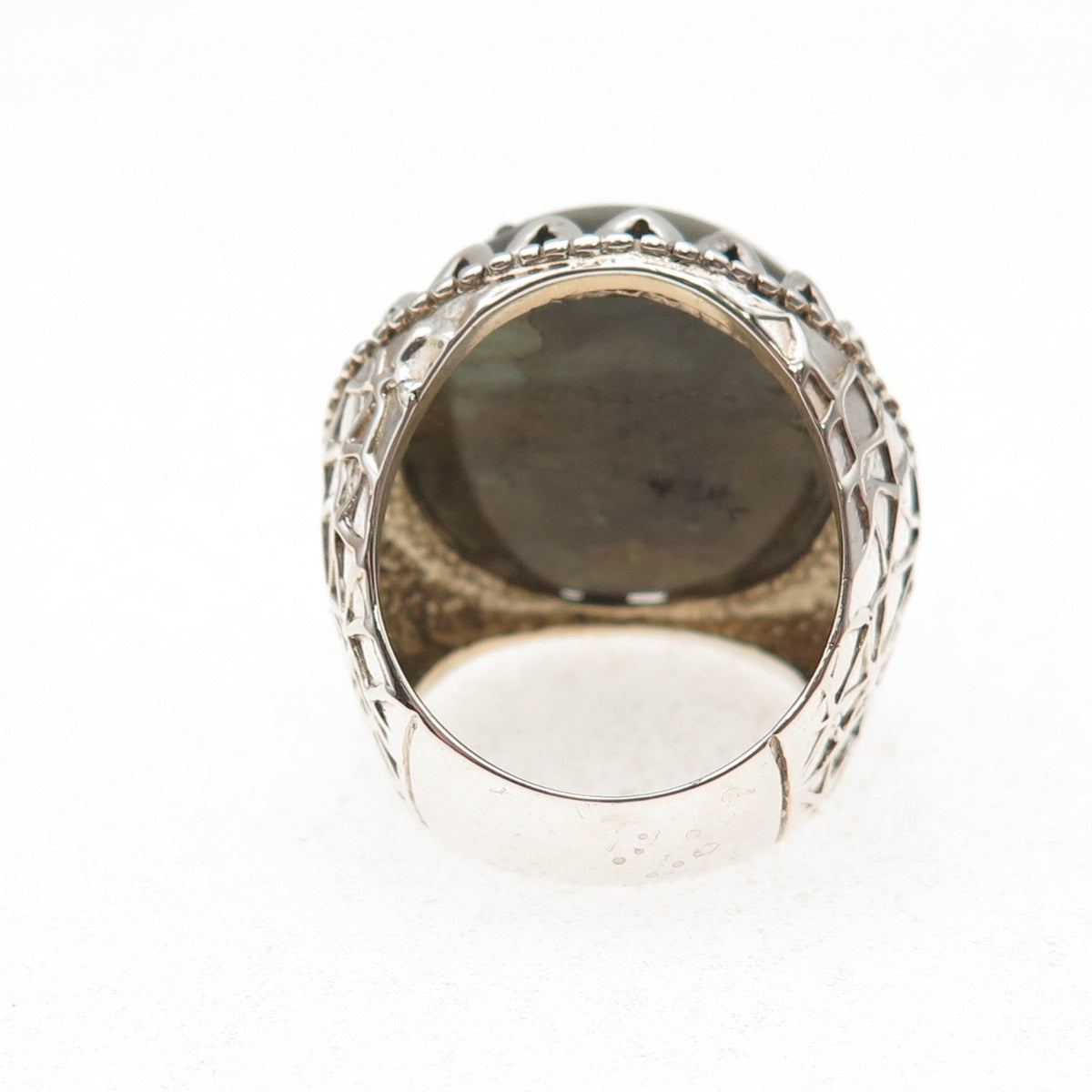 925 Sterling Silver Real Labradorite Crown Ring Size 6.5