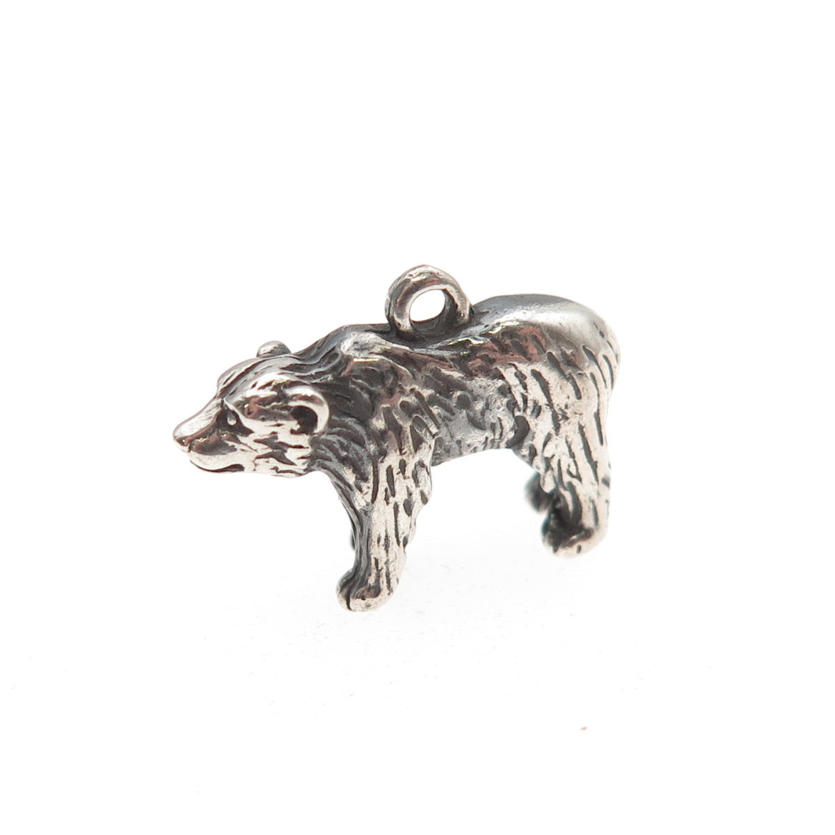 925 Sterling Silver Vintage Bear Oxidized 3D Mini Charm Pendant