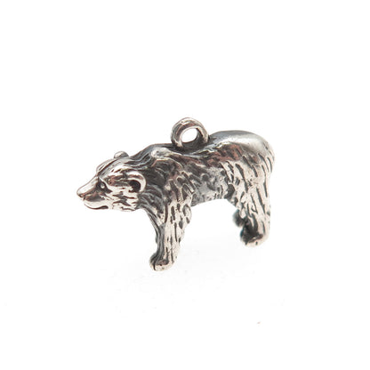 925 Sterling Silver Vintage Bear Oxidized 3D Mini Charm Pendant