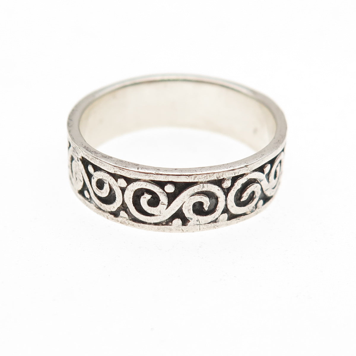 925 Sterling Silver Vintage Swirl Oxidized Band Ring Size 7