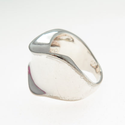 925 Sterling Silver Vintage Italy Modernist Wavy Ring Size 7