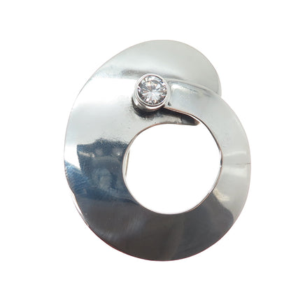 925 Sterling Silver Vintage Mexico Round-Cut C Z Modernist Pin Brooch