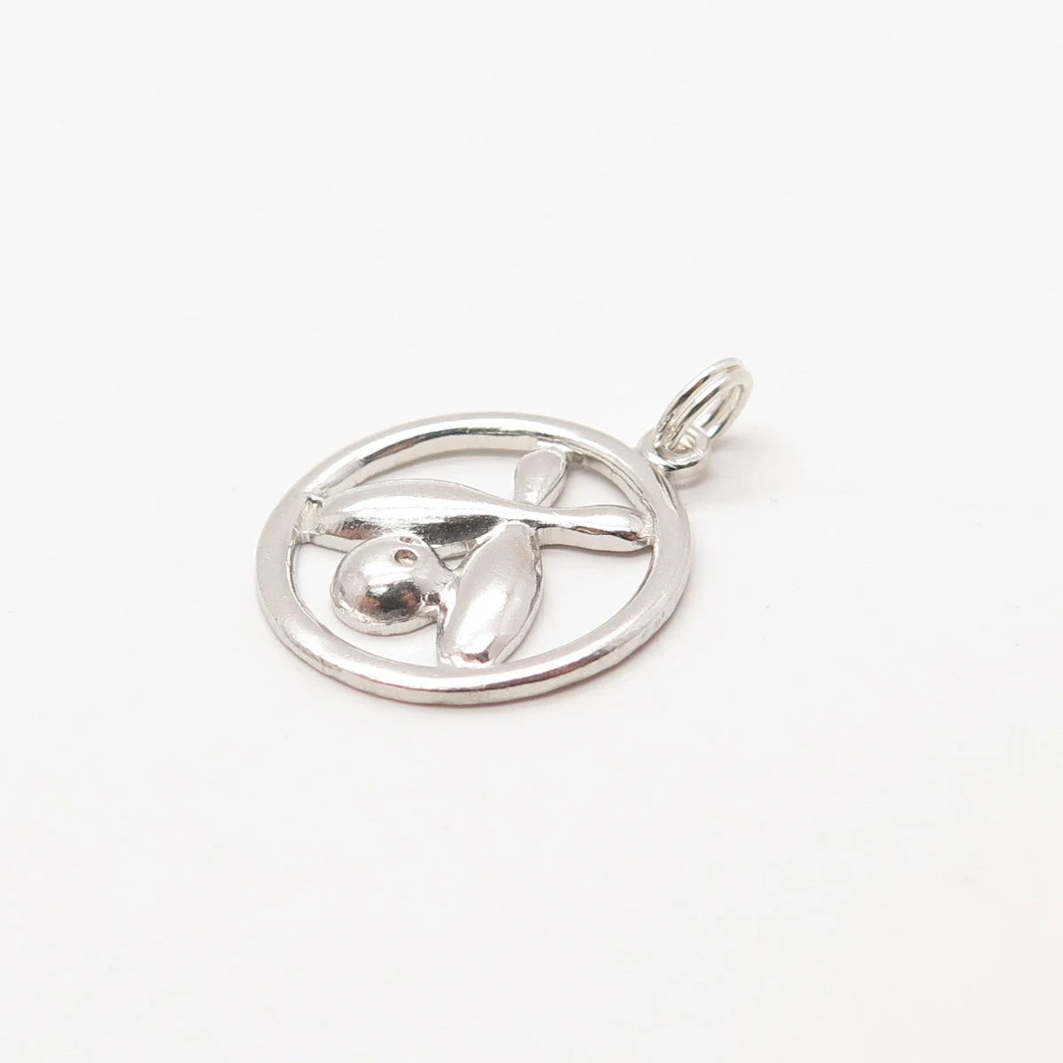 925 Sterling Silver Vintage Bowling For Good Luck Round Charm Pendant