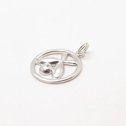 925 Sterling Silver Vintage Bowling For Good Luck Round Charm Pendant