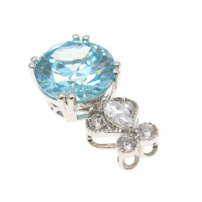 925 Sterling Silver Marquise & Round-Cut White Blue C Z Pendant