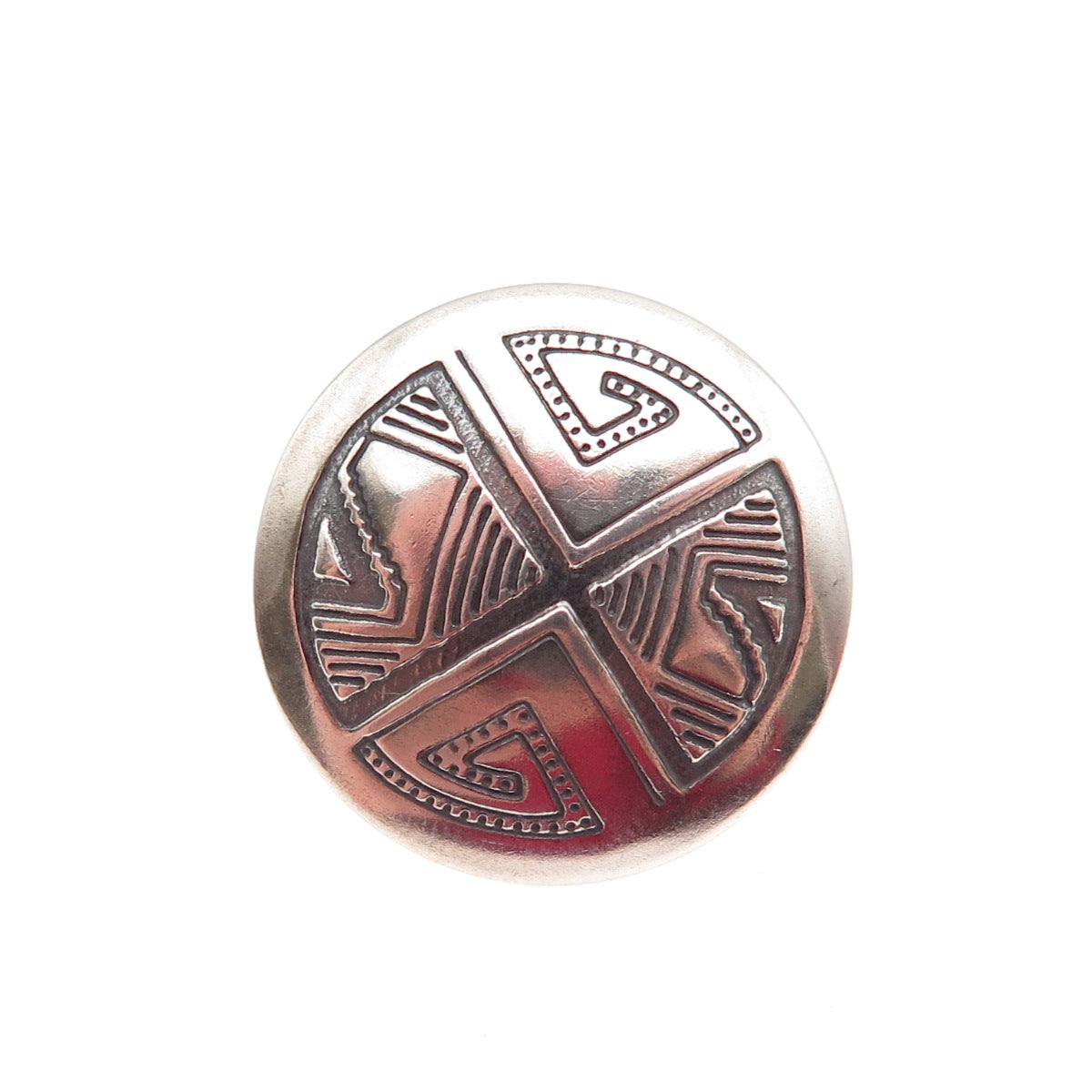 Old Pawn 925 Sterling Silver Vintage Southwestern Concho Oxidized Tribal Button
