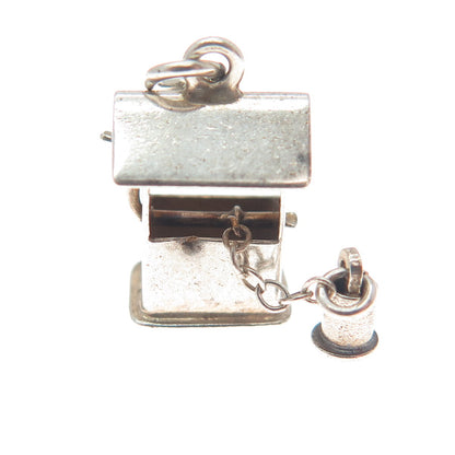 925 Sterling Silver Antique Art Deco Water Well Minimalist Charm Pendant