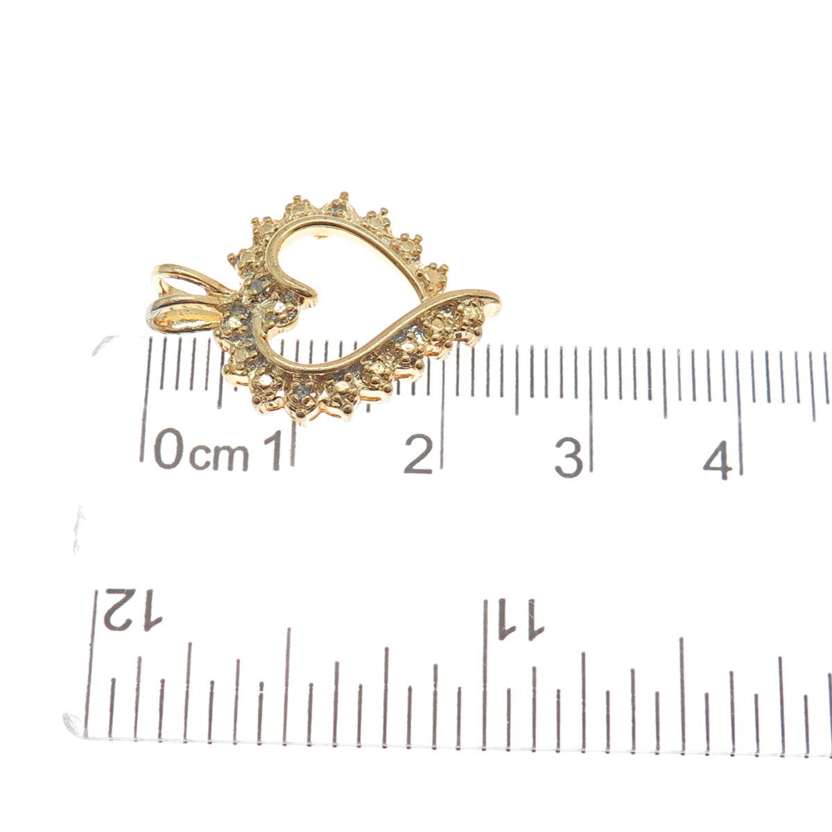 ROSS SIMONS 925 Sterling Gold Plated Vintage Diamond Accent Open Heart Pendant