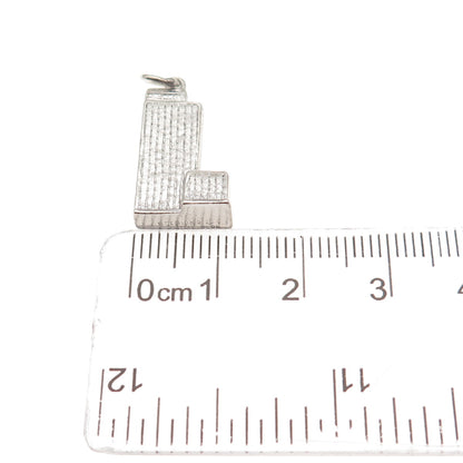 WELLS 925 Sterling Silver Vintage Prudential Tower 3D Mini Charm Pendant