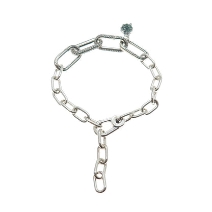 PANDORA 925 Sterling Silver White & Green C Z Clover Bracelet w/ Extension 6-7"