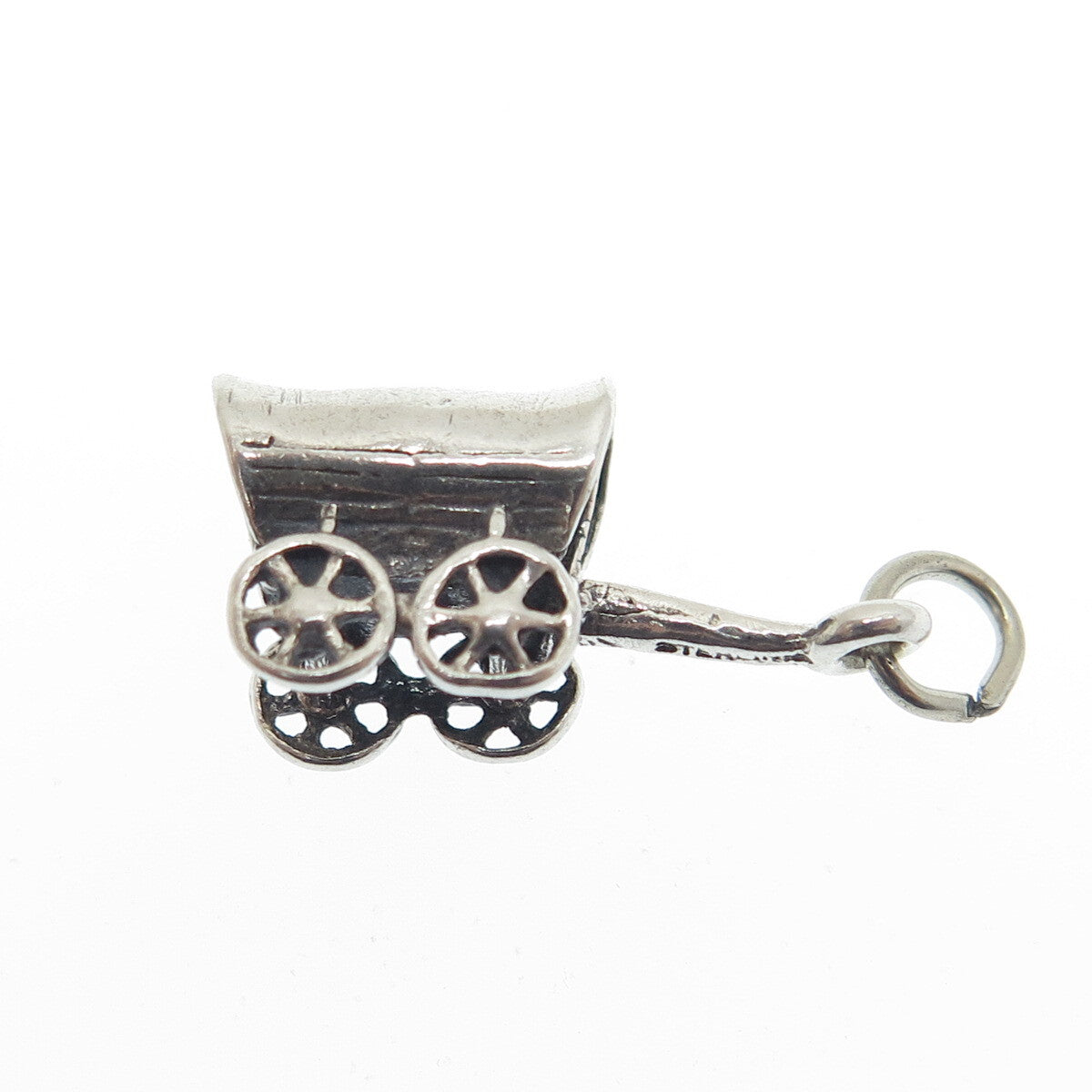 925 Sterling Silver Vintage Covered Wagon 3D Charm Pendant