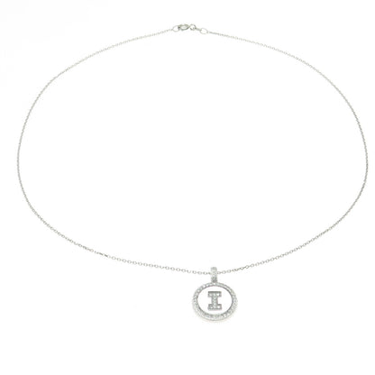 925 Sterling Silver Italy Pave C Z Letter "I" Initial Cable Chain Necklace 16"