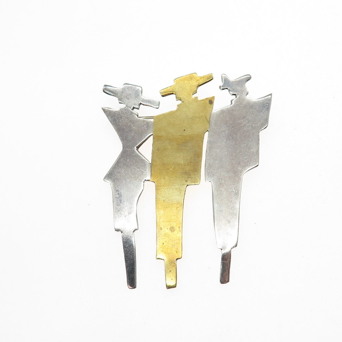 925 Sterling Silver 2-Tone Vintage Mexico Three Elegant Ladies Pin Brooch