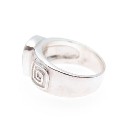 CAROLYN POLLACK Sterling 2-Tone Vintage Turquoise Inlay Spiral Ring Size 6.25