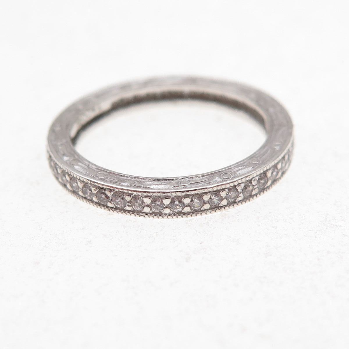 Tacori 925 Sterling Silver Round-Cut C Z Eternity Band Ring Size 6