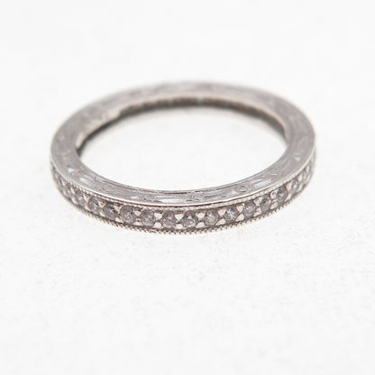 Tacori 925 Sterling Silver Round-Cut C Z Eternity Band Ring Size 6