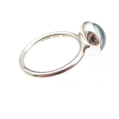 Pandora 925 Sterling Silver Aqua Blue Crystal Poetic Droplet Ring Size 6