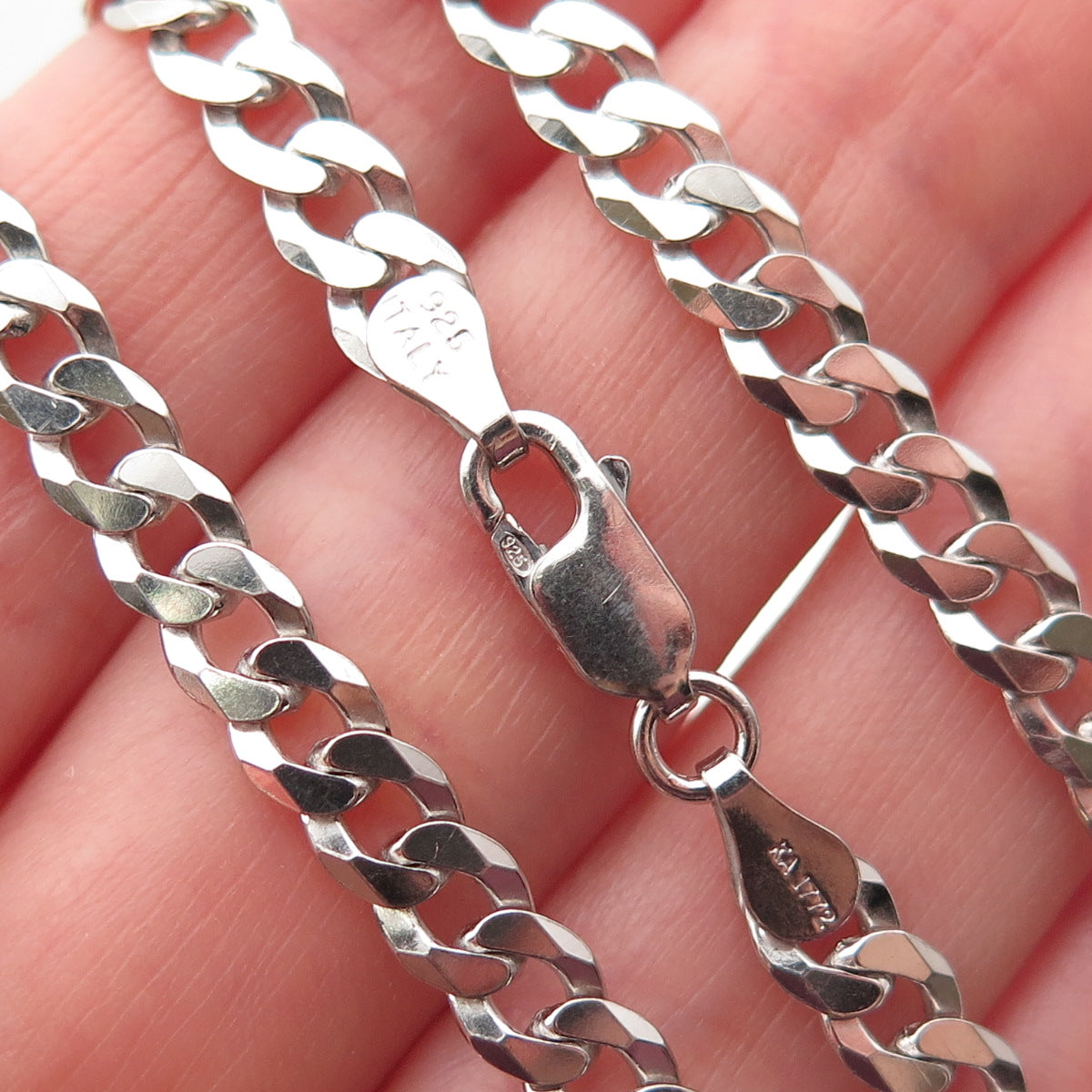 Karizia Spa KA-1772 925 Sterling Silver Italy Curb Chain Necklace 20"