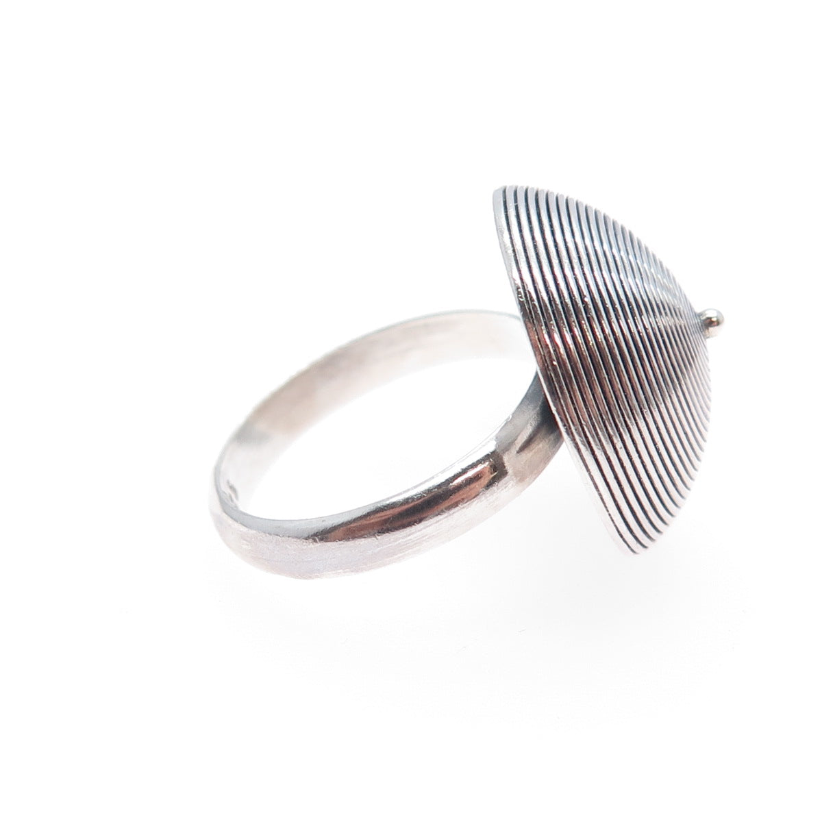 925 Sterling Silver Vintage Modernist Dome Oxidized Ring Size 6.75
