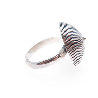 925 Sterling Silver Vintage Modernist Dome Oxidized Ring Size 6.75