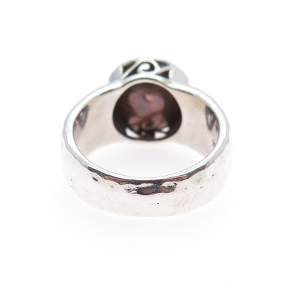 SILPADA 925 Sterling Silver Vintage Real Pearl Modernist Hammered Ring Size 9.25