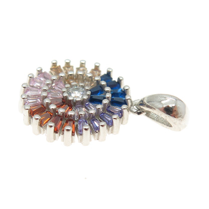 925 Sterling Silver Multi-Color C Z Pendant