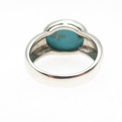 925 Sterling Silver Vintage Real Tyrone Turquoise Modernist Ring Size 7