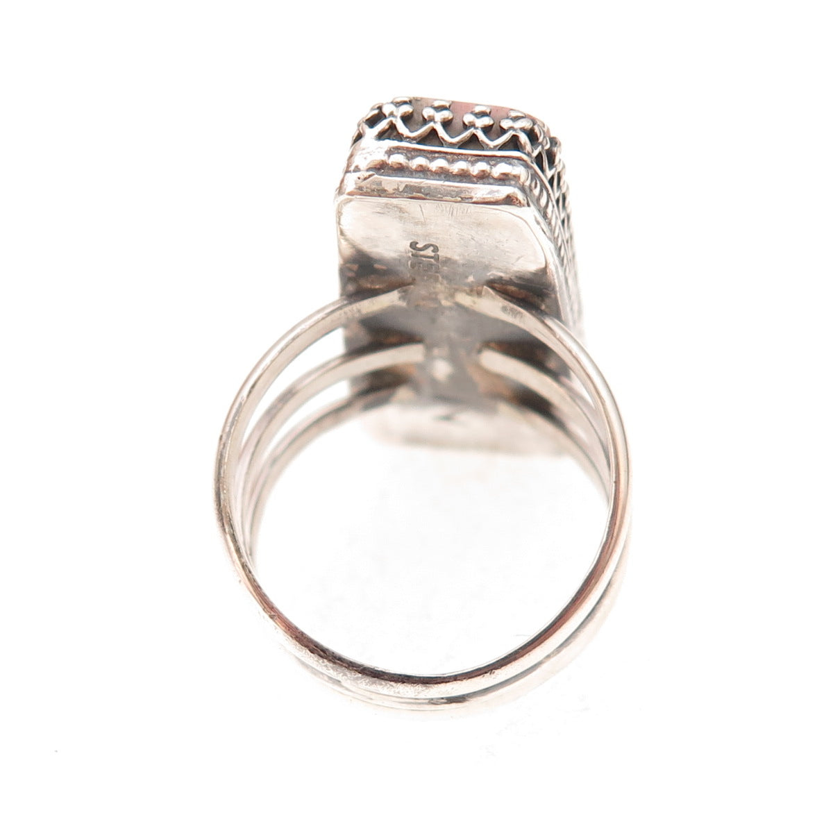 Pauline Nelson Navajo Old Pawn Sterling Silver Vintage Rhodonite Ring Size 7.25